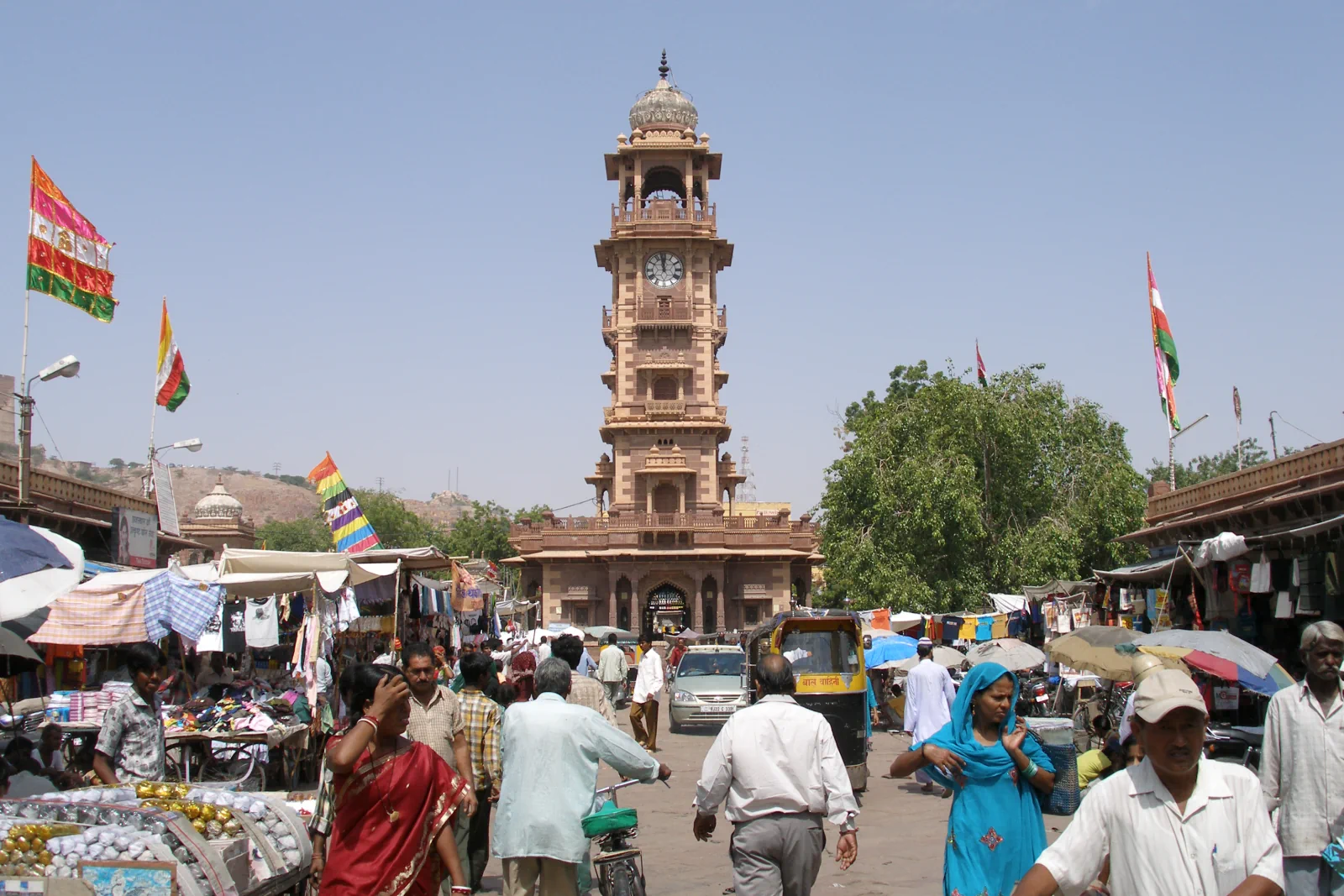 Ghanta Ghar clock tower rising above the surrounding market area
